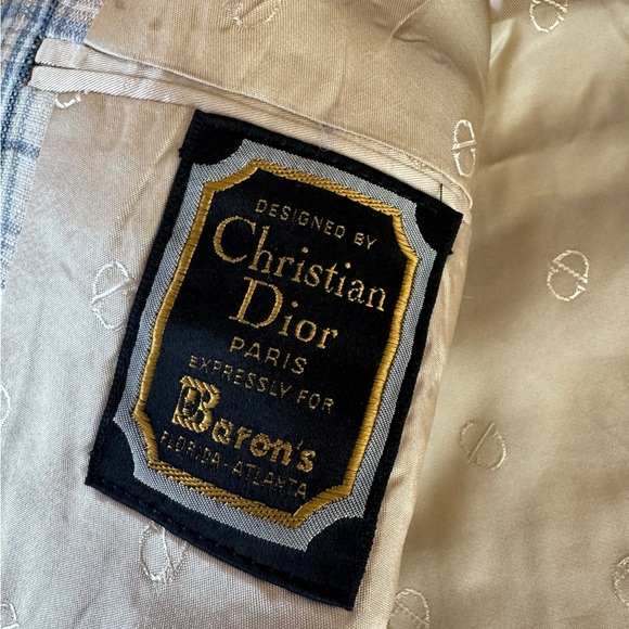 Vintage Christian Dior Beige and Black Designer Label Plaid Blazer Jacket - Picture 3 of 6